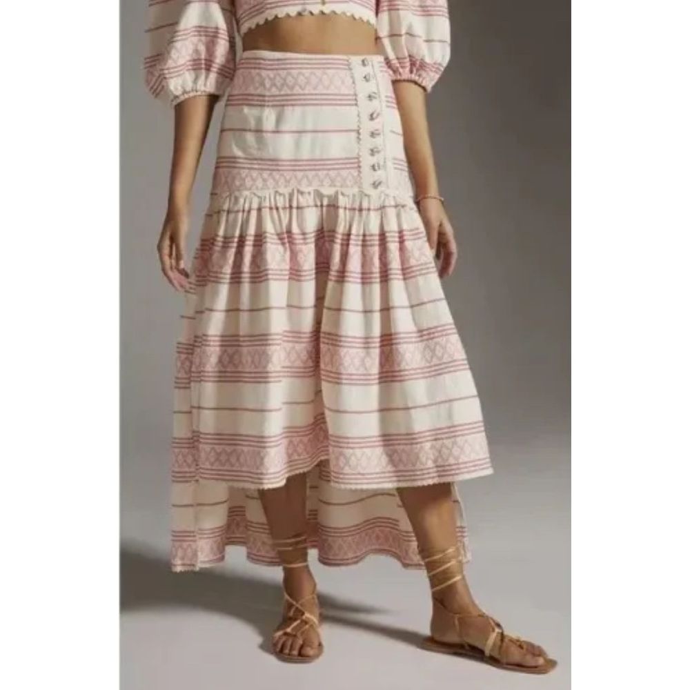 NEW Anthropologie Raissa A-line Striped High Low Skirt - Small